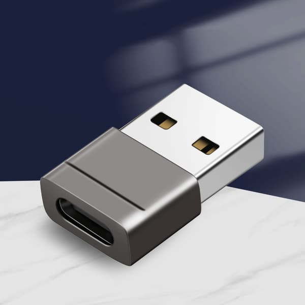 2 stk. USB A han til Type C hun adapterstik til alsidig enhedsbrug Grey