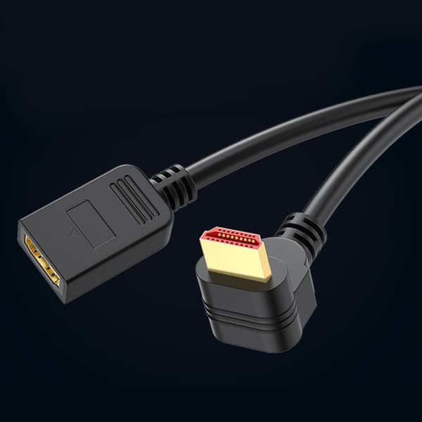 Snabb HDTV-videokabel hane till hona förlängningskabel stöder 4K60hz 2K 50cm down bend