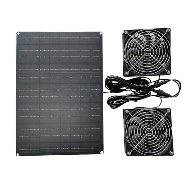 Utomhusventilationslösning Solpanel 15W & 12V Fläktar för Djurstallar