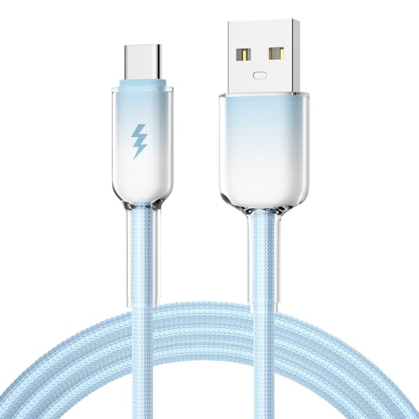 60W hurtiglading Type C-kabel Hurtigladekabel USB C-lader Nylonflettet Blue 1m