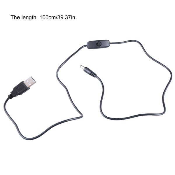 USB til 5.5x2.1mm Ladekabel med Bryterknapp Støtte 5V3A Lading