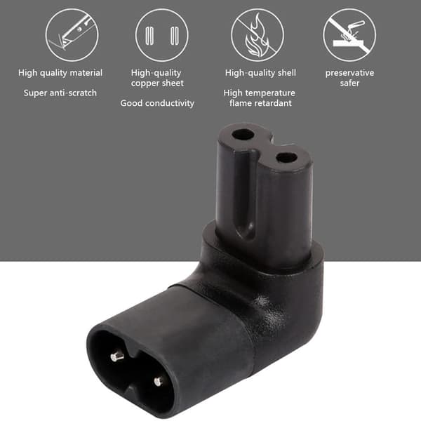 Figur 8 IEC320 C7 til C8 90 graders op ned vinklet IEC C8 til C7 AC strømadapter