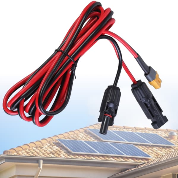 12AWG XT60 honladdningskabel för solgeneratorer och bilfällbar panel 3m