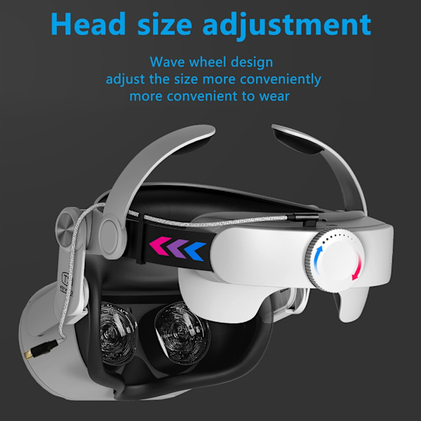 Laddningsbart huvudband för Quest 2, Ersättnings-VR-headset för huvudbandsrem som minskar ansiktspress