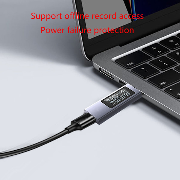 KOWSI USB-testare LED-display USB-C-mätare Bärbar spännings- och strömmätare USB-C-voltmeter amperemeter detektor USB-kontroll