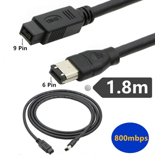 Firewire IEEE 1394-kabel 6-benet til 9-benet Firewire 800 til 400-kabel til printer 1.8m