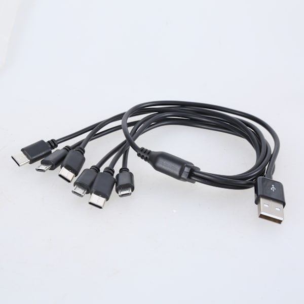 Multi Opladningskabel Strømkabel USB til 3xUSB 5Pin 3xType C til Gadgets 1.5m