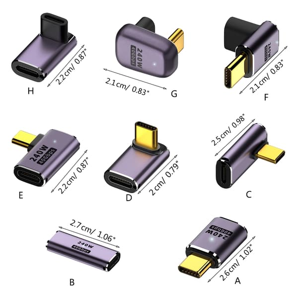 Multi-standard USB C-adaptrar U-formad rak vinkeladapter Typ C hona till Typ C hane 40 Gbps snabb dataadapter null - Female Stereo Bend