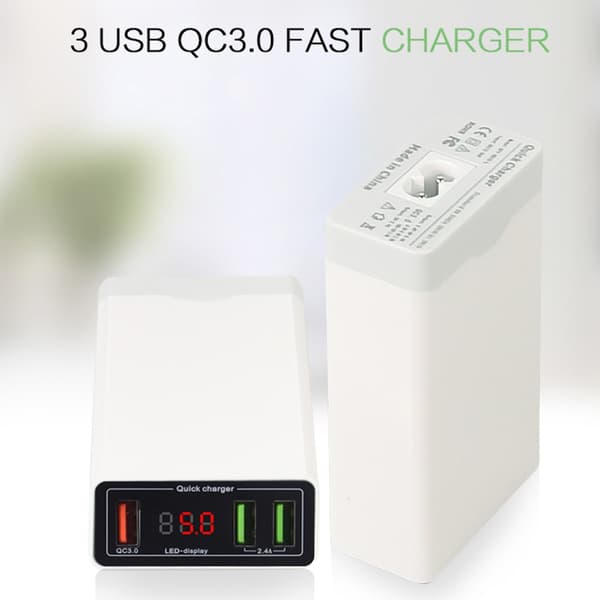 QC3.0 USB-laderklips 3-port USB hurtiglader hurtigladeblokk for Android