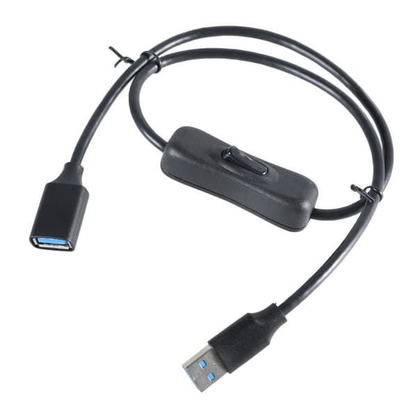 USB 3.0 Forlengelseskabel med Strømknapp Rask Hastighet 5Gbps Dataoverføringskabel 1m