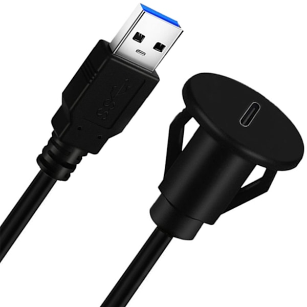 USB 3.0 Han till Typ-C Hon Flush Mount Panel Kabel för Bil Båt Instrumentbräda