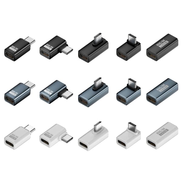 USB Typ C Adapter 240W 80Gbps 8K@60Hz för Thunderbolt4/5 Enheter för Effektiv Dataöverföring Grey Mid bend