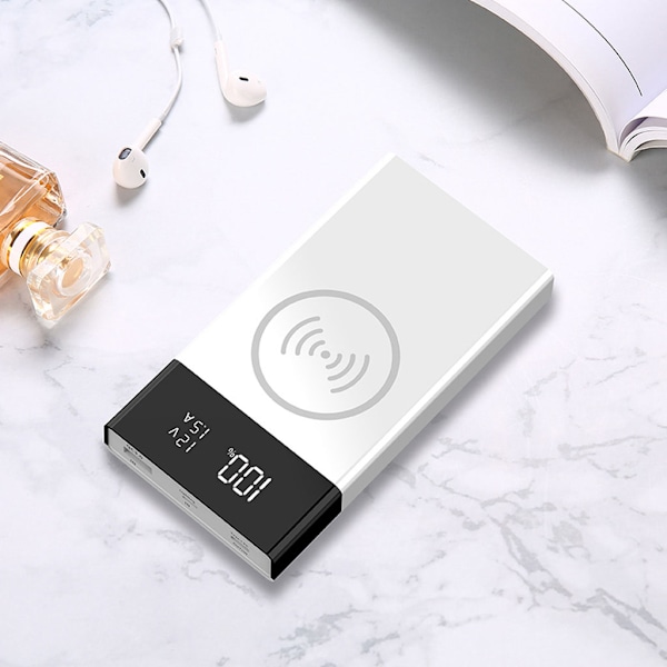 Snabb Laddning 18650 Powerbank 3.0 Typ C Fodral Batteriladdningsförvaringslåda Trådlös Powerbank Extern Batteribank White