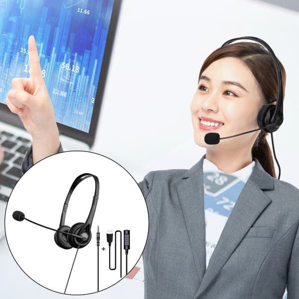 USB 3,5 mm Headset Brusreducerande USB-hörlurar med mikrofon för dator null - 3.5mm plus USB