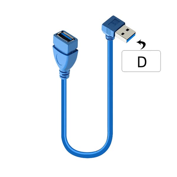 Hurtig USB 3.0 Vinklet Forlængerkabel Han til Hun Data til Elektronik Bend right
