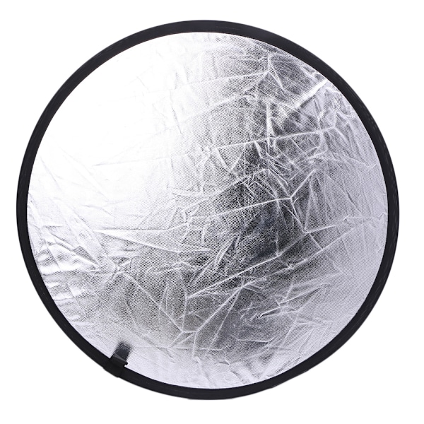 2-i-1 55-60cm Ljusreflektorskiv, Vikbar, Silver/Vit