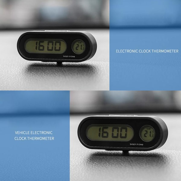 Mode- & Temperaturklocka för Bil, Digital Klocka med Termometer, Mini Instrumentbräda Klocka 12/24 Timmars Område -20-50℃
