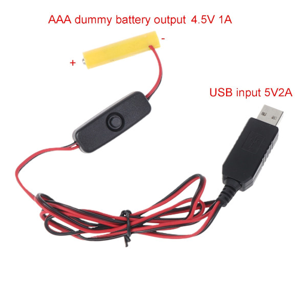 USB till 4.5V Dummy Batterikabel för 3 st AAA LR03 Batteri Eliminatorer för LED-lampor, Radio, Elektroniska Leksaker
