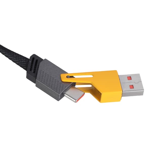 25cm/50cm lengde Type C + USB til Type C 2-i-1 ladekabel 65W hurtiglading 0.5m Fold in half 21mm