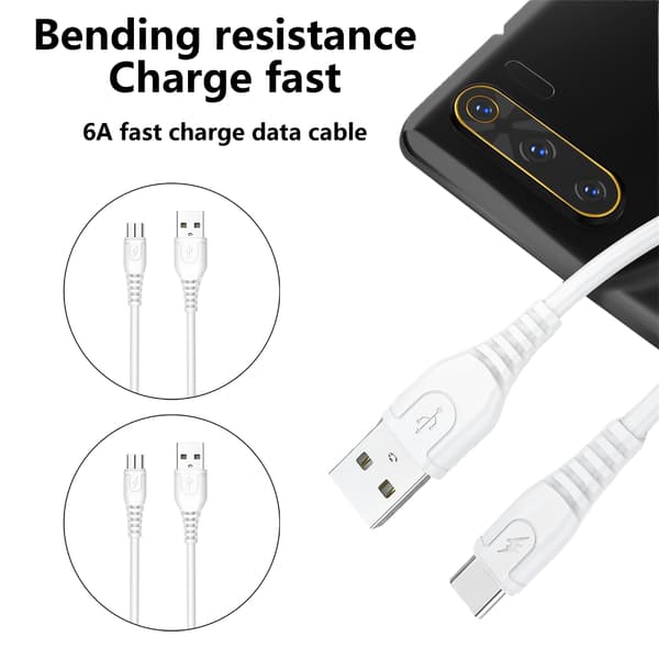 Effektiv USB-kabel Typ C till USB A 2A Laddnings- och Datakabel 100cm Micro USB