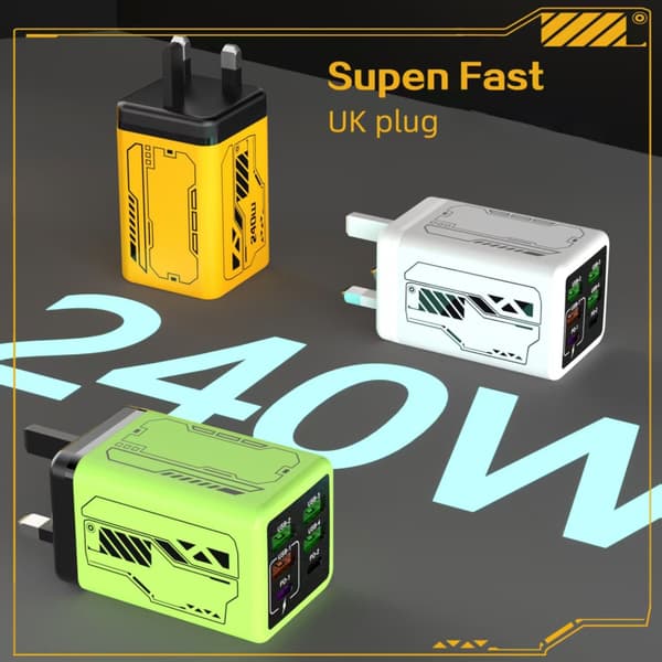 240W hurtigladeadapter USB-lader 4 USB 2 Type C Effektiv varmreduksjon Green EU