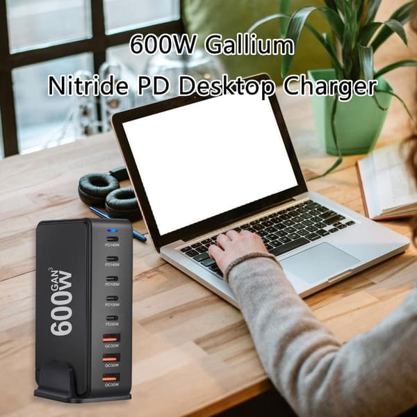 600W GaNs-ladere Bærbare datamaskiner USB C USB A Hurtiglading PD-lading for telefonladere White EU Plug