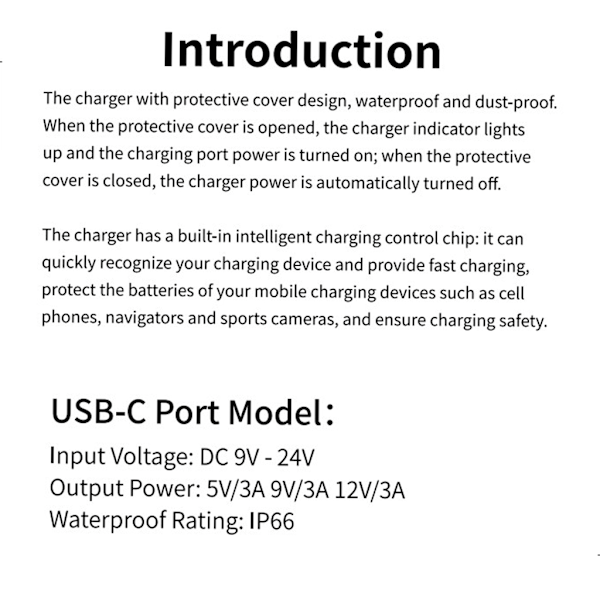Motorcykel Fordonsmonterad Laddare Vattentät USB-C Adapter Typ-C Port Laddare