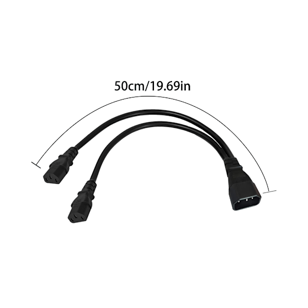 IEC 320 C14 Han till 2x C13 Hon Splitter Kabel 50cm Tungt Utförande