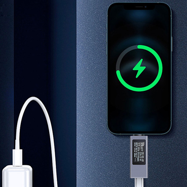 KOWSI USB-testare LED-display USB-C-mätare Bärbar spännings- och strömmätare USB-C-voltmeter amperemeter detektor USB-kontroll