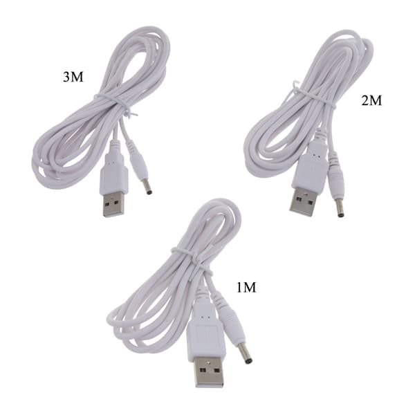 1m/2m/3m USB - 3,5 mm x 1,35 mm sovitinkaapeli tukee vain 5 V virtaa 2m