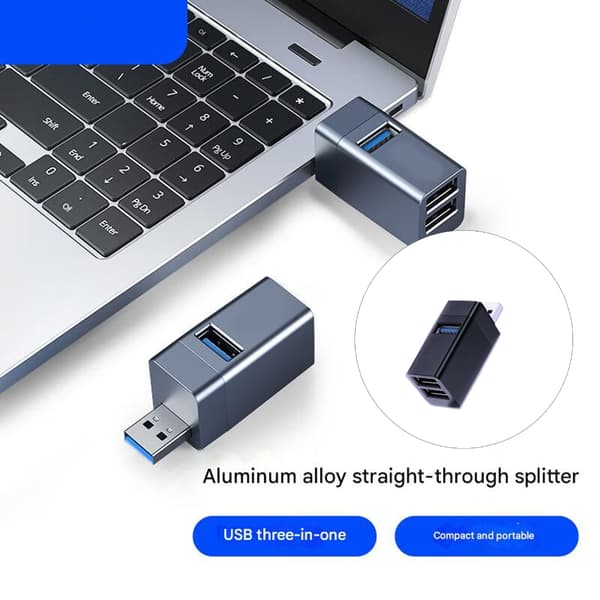 USB3.0 Hub USB2.0 Splitter Snabb Dataöverföring 3 Portars USB för Bärbar Dator Black