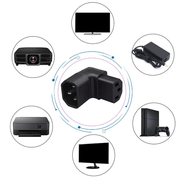 IEC320 C14 til C13-adapter C14 til C13 Opp/Ned Vinkel Forlengelsesstrømadapter Strømadapter Serverstrømadapter For PC null - D