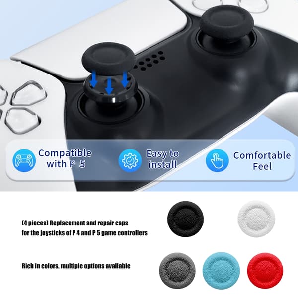 Erstatnings-joystick TPE-hetter Spilltilbehør for spillkontroller Grey