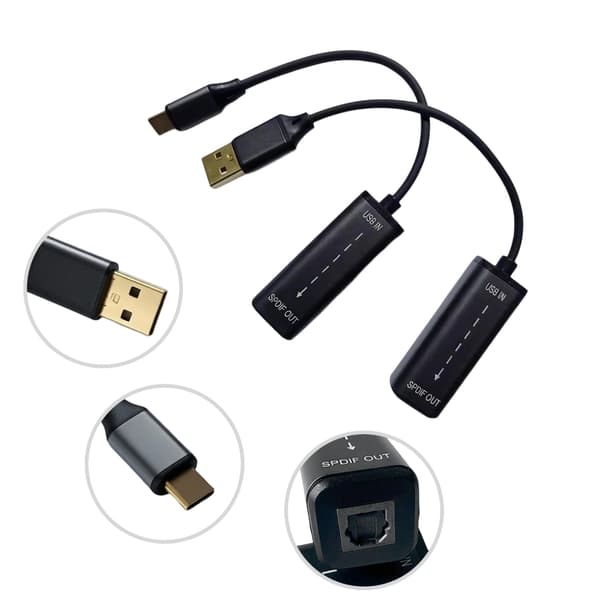 Type C/USB A til SPDIF Optisk Kabelkonverteringsadapter til Professionelt Lydudstyr HiFi-system null - Type c