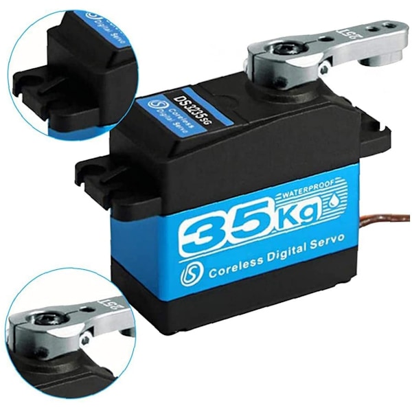 1 st 35 kg Högvridmoment Kärnlös Servomotor Metall Digital Vattentät Växel & Rostfritt Stål Servoväxel för Robotik DIY