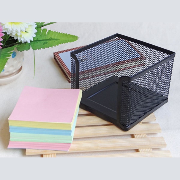 Black Mesh Paper Cube Mini Memo Anteckningsblock Lådhållare Förvaring för case Display Stand Dispenser för hemmakontor Skola Cla