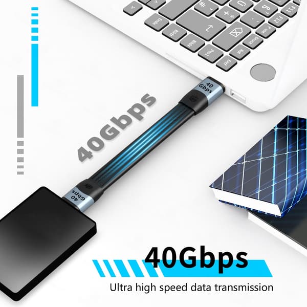 USB C til C-kabel, 100W hurtiglading 40Gbps datasynkronisering 8K video kort lengde 14cm