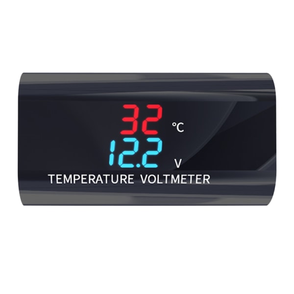 Vattentät för DC 12V Voltmeter Termometer 0,28 tum Dual Display för Bil Motorc
