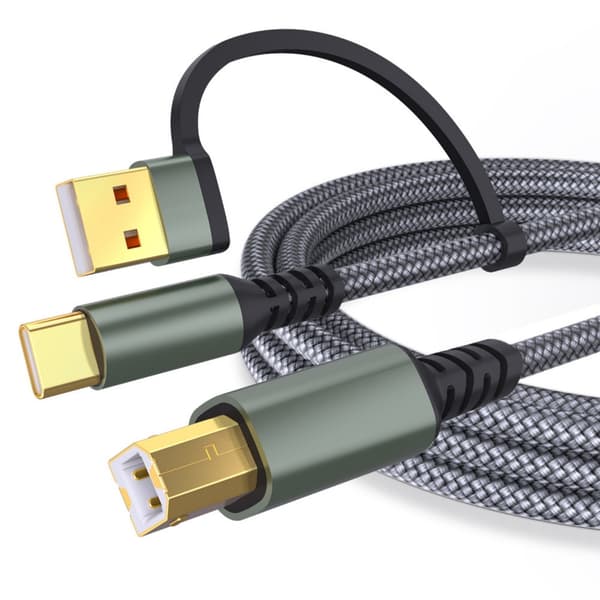 USB Typ C till USB B Skrivarkabel 480Mbps Datakabel för Datorer och Laptops Black 3m