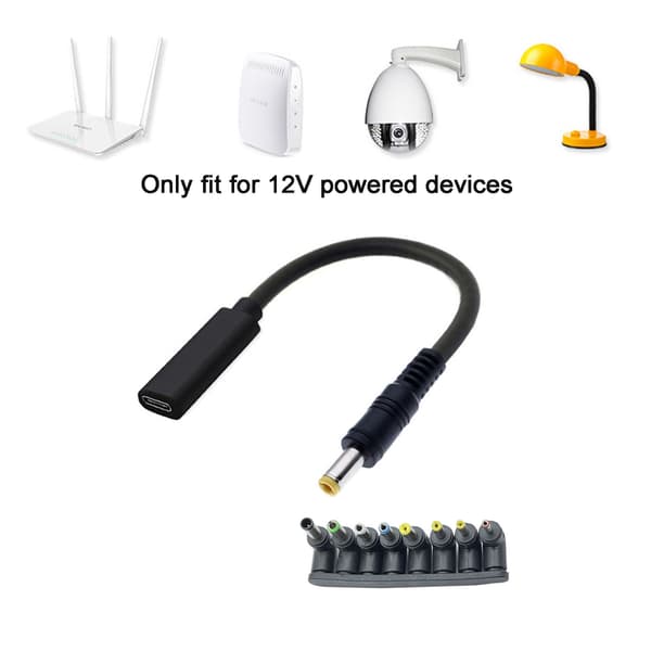 USB C/Type-C PD til 12V 3.5/4.0/4.8/5.5/6.3/6.4mm Strømkonverteringskabel til Router null - Line plus adapter