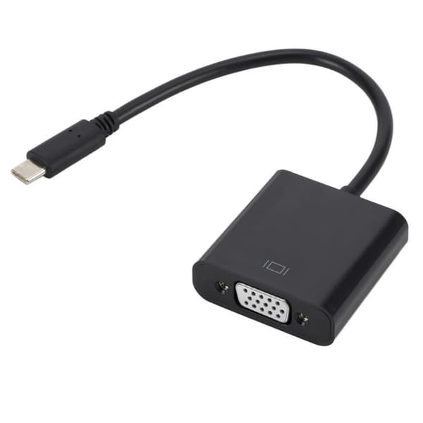 USB3.1 Type C til VGA-adapterkabel til stationær computer til skærme HDTV Sort Black