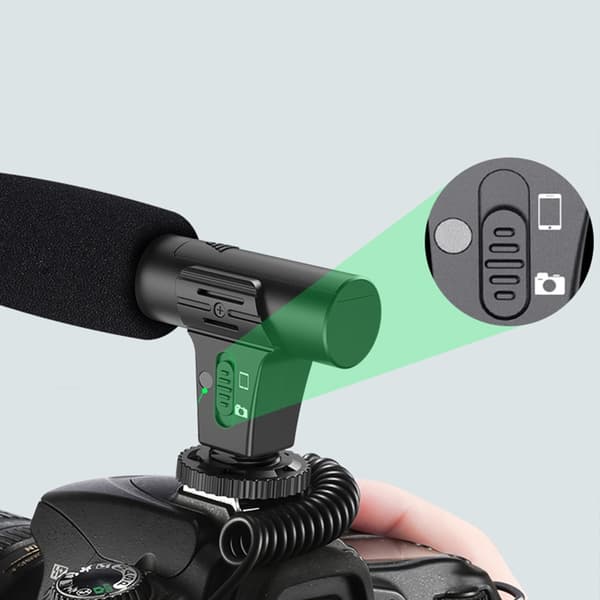 Kameramonterede mikrofoner med 3A batteridrift langt spiralkabel til kameraer interviews