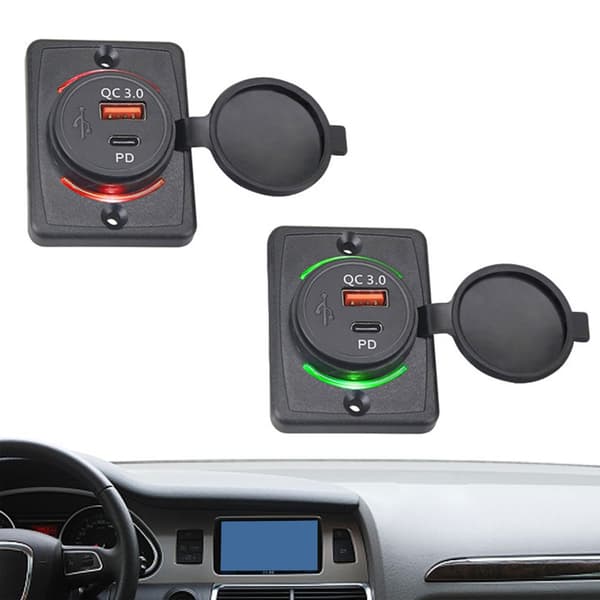 ABS komponentpanelmonterte USB-ladere IP65-klassifiserte ladere for bil og båt Green