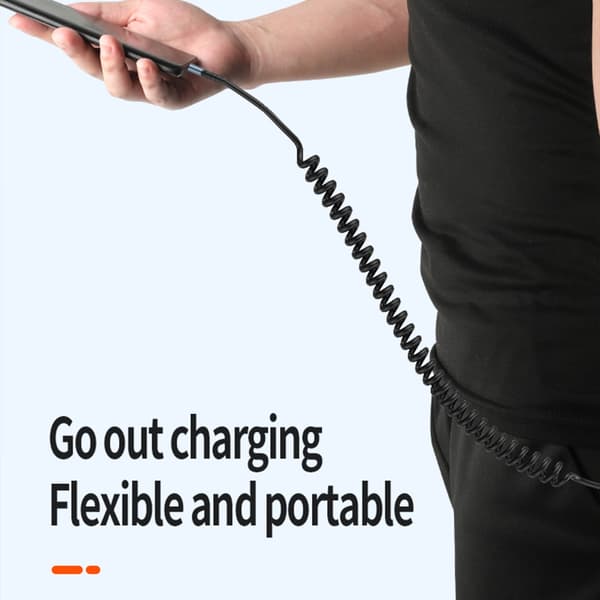 Kveilet USB C til USB C-kabel Fleksibel lengde PD60W hurtiglading dataoverføring Yellow