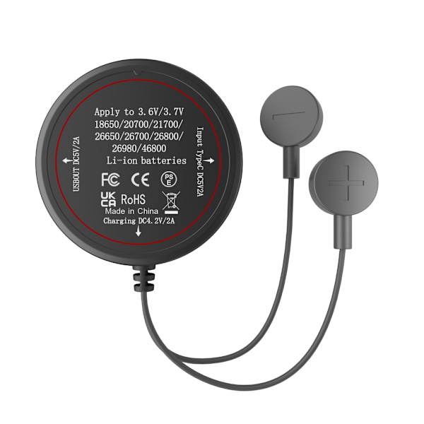 Batteriladdare för 3.6V/3.7V 18650/20700/21700/26650/26700/26800 Multi-modell Li-batterier Laddare med nattlampa