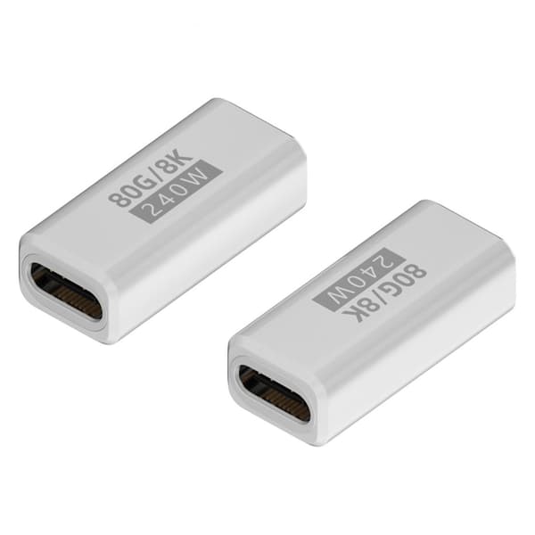 USB Typ C Adapter 240W 80Gbps 8K@60Hz för Thunderbolt4/5 Enheter för Effektiv Dataöverföring White - Side bend