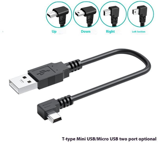 Mini USB-kabel Standard Mini USB hann til Mini USB 5-pinners hunn ladekabel USB-ladekabel rask dataoverføring null - Left curved style