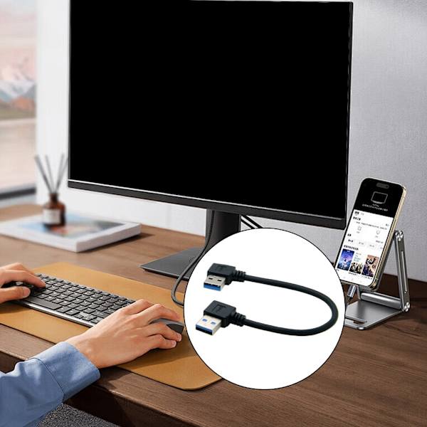 90 Graders Vinklet USB 3.0 A til A Han-kabel Problemfri Forbindelse Hurtig Overførsel 0.5m