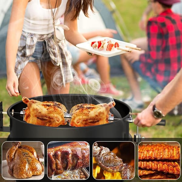 Kraftig grillgaffel i rustfrit stål med 8 tænder til udendørs grillning og rotisseri 1 pack
