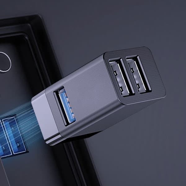 USB3.0 Hub USB2.0 Splitter Hurtig Hastighed Dataoverførsel 3 Port USB til Bærbar Black